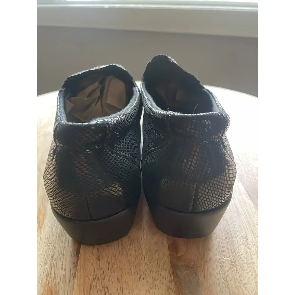 SAS DREAM Womens Black Snake Leather Comfort Loafers Shoes 10